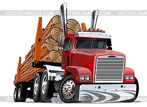 Cartoon logging truck - vector image