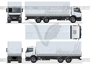 Awning flatbed truck mockup - vector image