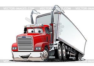 Cartoon cargo semi truck - vector clipart