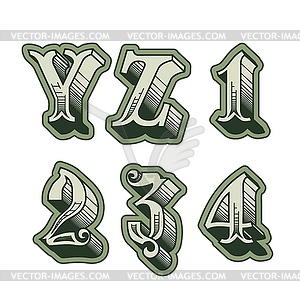 Decorative original alphabet letters english font - stock vector clipart