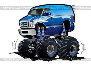 Синий мультяшный грузовик-монстр - векторное изображение EPS
