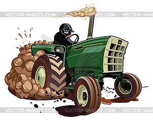 Cartoon Race Tractor - vector image