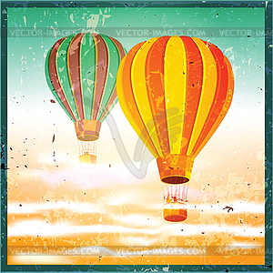 Old poster with air balloons - vector clipart