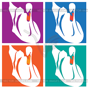 Swans pop-art - vector clipart