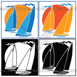 Парусный спорт набор - рисунок в векторе