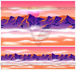 Mountain peaks in clouds - vector clipart