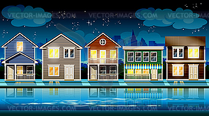 Suburb at night - vector image