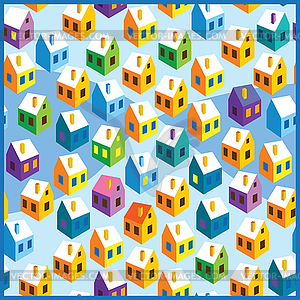 Winter houses pattern - vector clipart