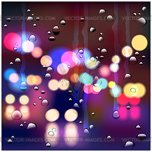 Night rainy street - vector clip art