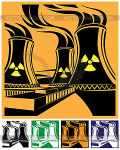 Nuclear power station set - royalty-free vector clipart