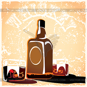 Bottle of old whiskey - vector clipart