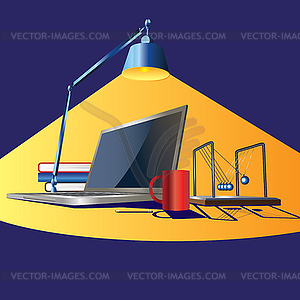 Workplace in light - vector clip art