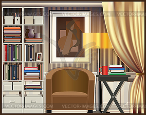 Room with shelves - royalty-free vector image