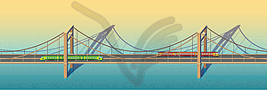 Sunny railway bridge - vector image