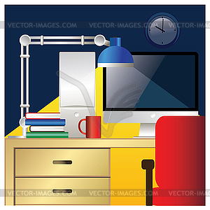 Desktop workstation colorful - vector image