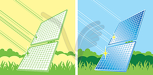 Solar panels in color - vector clipart