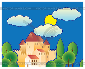 Stylized fairy tale castle - vector EPS clipart