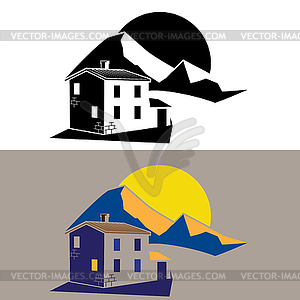 Country house in mountains - vector clip art