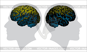 Digital brain in color - vector image