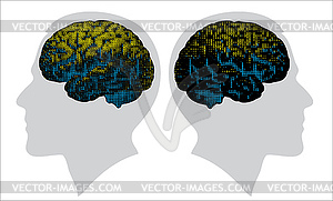 Цифровой мозг в цвете - клипарт в векторном виде