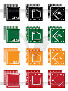 Collection of microprocessors - stock vector clipart