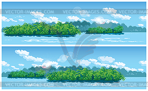 Estuary large tropical river - vector clip art