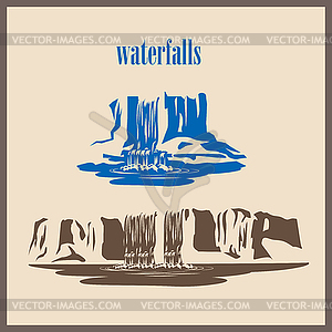 Stylized waterfalls - vector EPS clipart