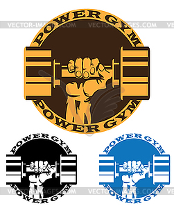 Dumbbell in strong hand - vector clipart