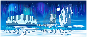 Arctic ice at night - vector clip art