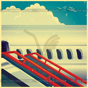 Jet airliner on retro poster - vector clipart