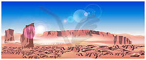 Martian landscape - stock vector clipart