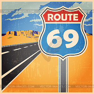 Route old poster - vector clipart