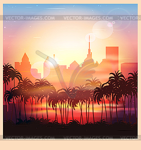 City at sunrise - vector clipart