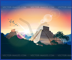Ancient Mayan pyramids - vector clipart