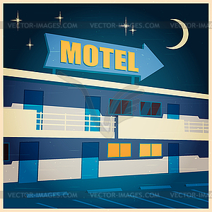 Motel at night old poster - royalty-free vector image