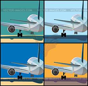 Airplane is landing or to take off - vector clipart