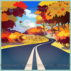 Дорога в осень - клипарт в векторе / векторное изображение