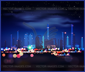 Night industrial landscape - vector image