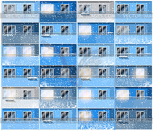 Apartments in winter night - vector clipart