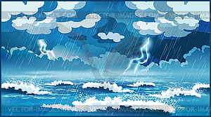 Storm at sea - vector clipart