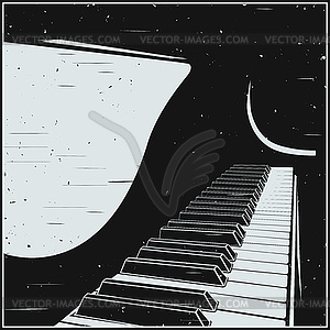 Stylized grand piano in retro style - vector clipart