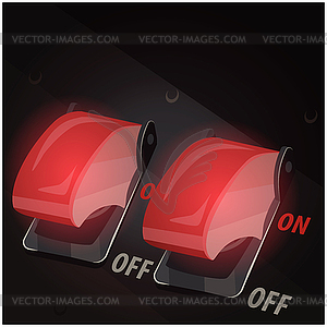 Toggle switches with safety covers - vector image