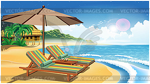 Holiday on an exotic island retro poster - color vector clipart