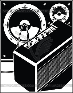 Guitar amplifier and speakers - vector image