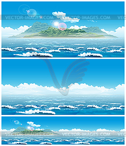 Landscape of open sea with island - vector image