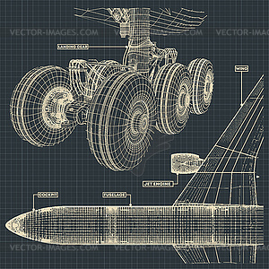 Чертежи авиалайнеров - векторный клипарт