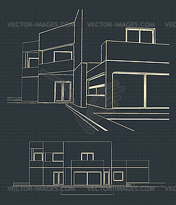 Drawing of modern house - vector image