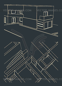 Modern house drawings - vector clipart