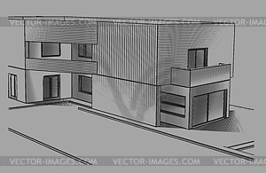 Modern house sketch - vector clipart