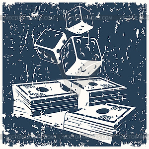 Dices and money retro poster - vector image